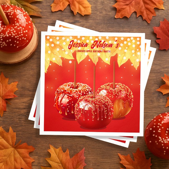 Serviette En Papier Automne Automne Canted Apple Party (Fall Autumn Candied Apple Party Napkins
)