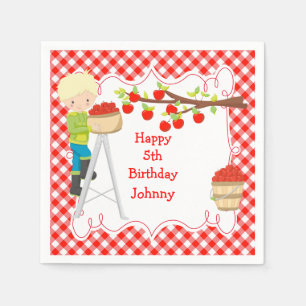 Serviette En Papier Automne Automne Pomme cueillir Blonde Garçon Anniv