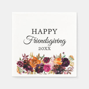 Serviette En Papier Automne Boho Aquarelle Floral Friendsgiving
