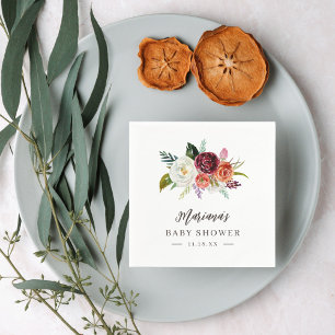 Serviette En Papier Automne Boho Blooms Baby shower personnalisé
