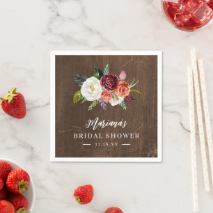 Serviette En Papier Automne Boho Blooms Fête des mariées personnalisée