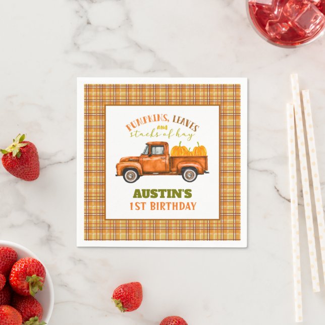 Serviette En Papier Automne Camion d'anniversaire Napkin - Custom (En situation)