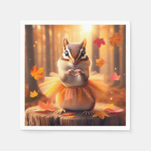 Serviette En Papier Automne Chipmunk Avec Tutu et Coeur
