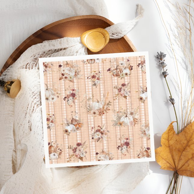 Serviette En Papier Automne Citrouille Floral Baby shower (Créateur téléchargé)