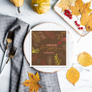 Serviette En Papier Automne Feuilles Branches et Berries Thanksgiving