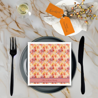 Serviette En Papier Automne Feuilles Terrazzo Effet Nom personnalisé