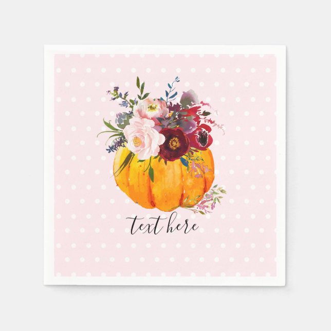Serviette En Papier automne, floral, citrouille (Devant)