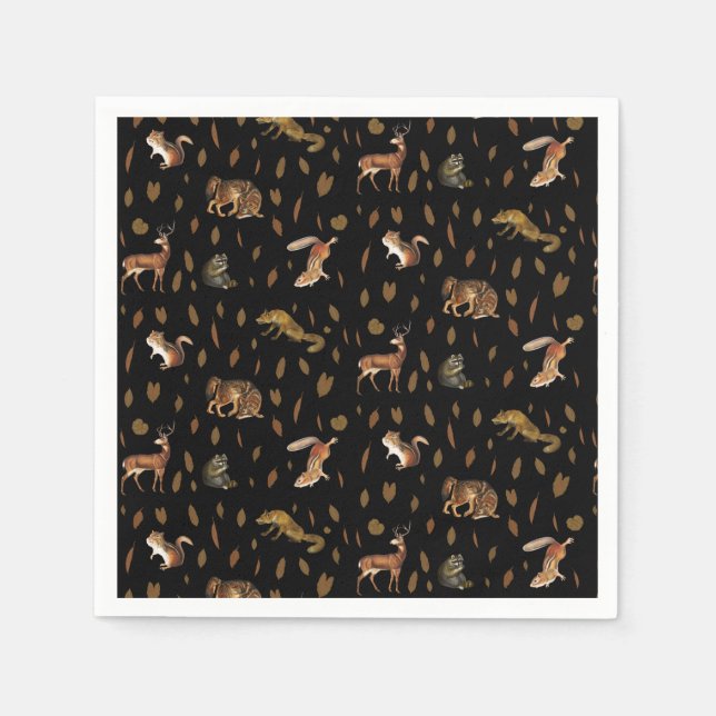 Serviette En Papier Automne Forêt Animaux Automne Feuilles (Devant)