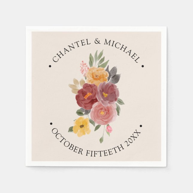 Serviette En Papier Automne Mariage | Élégant (Devant)