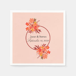 Serviette En Papier Automne Mariage Floral Orange Gold Brown