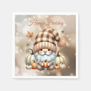 Serviette En Papier Automne mignon Gnome Feuilles d'automne Anniversai