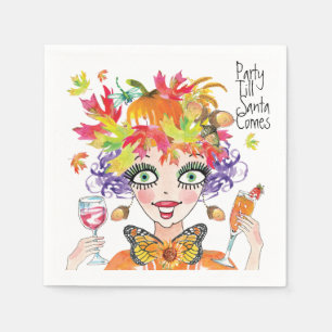 Serviette En Papier Automne Parti Citrouille 'jusqu'à Père Noël arrive