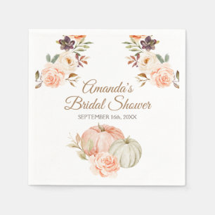 Serviette En Papier Automne Pêche verte Citrouille Rustique Floral