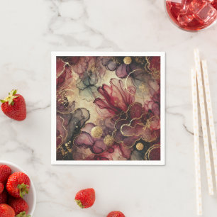 Serviette En Papier Automne Récolte Vin Alcool Encre Découpage Papier
