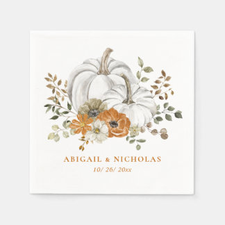 Serviette En Papier Automne Rustique Citrouille Floral Mariage Napkins