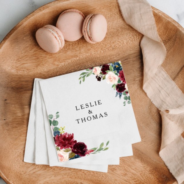 Serviette En Papier Automne Rustique Éblouissant Bourgogne Mariage Nap (Créateur téléchargé)