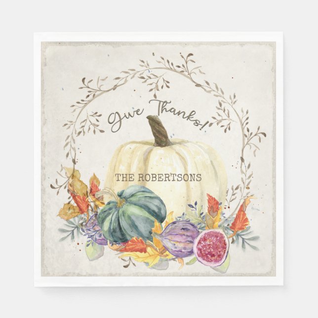 Serviette En Papier Automne Saison d'Automne Remercier Citrouille Harv (Devant)