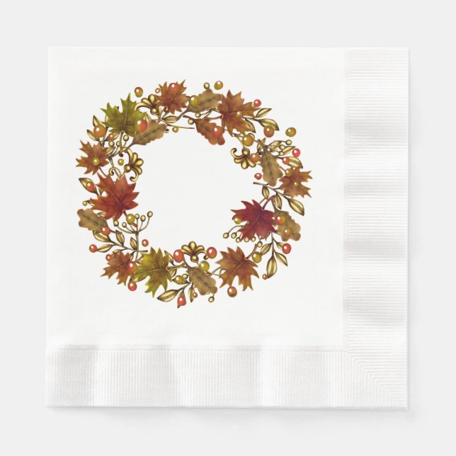 Serviette En Papier Automne Wreath Cocktail Papier Napkin (Devant)