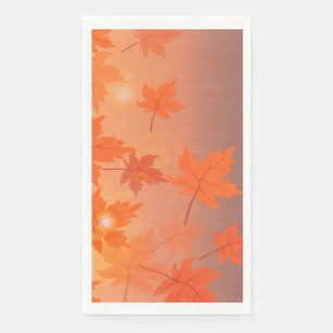Serviette En Papier Autumn design with maple leaves and bokeh effect