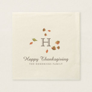 Serviette En Papier Autumn Trees Thanksgiving Monogramme