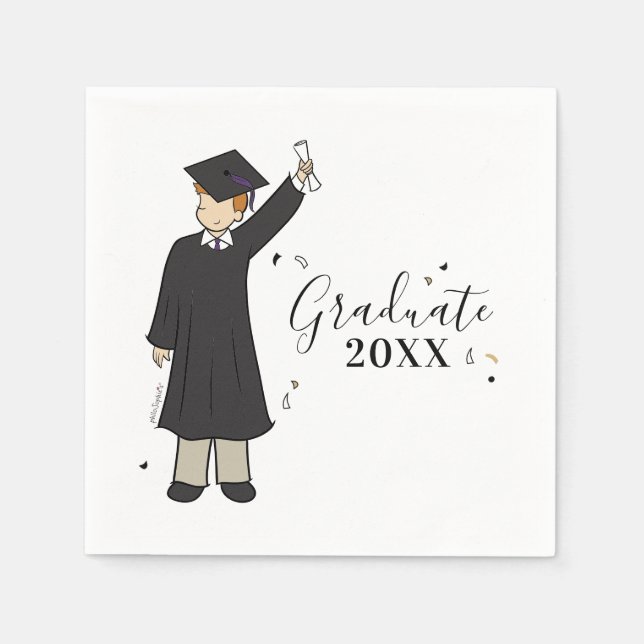 Serviette En Papier Avatar de garçon personnalisé | Serviettes de fin  (Devant)