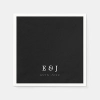 Avec Amour Noir & Blanc Élégant Mariage Monogramme