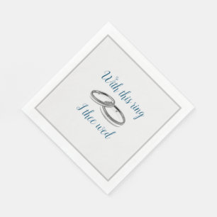 Serviette En Papier Avec cette bague Mariage à la croûte gris et bleu