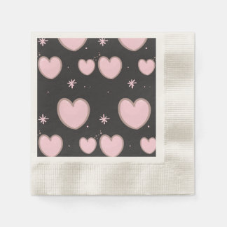 Serviette en papier avec des cœurs roses