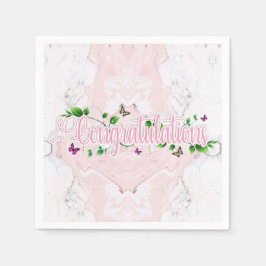 Serviette en papier avec texte Félicitations fleur