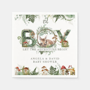 Serviette En Papier Aventure Bois Champignon Fern Baby Boy Douche