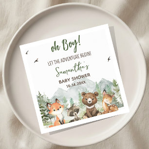 Serviette En Papier Aventure Commencer le Baby shower des animaux des 
