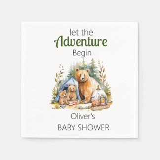 Serviette En Papier Aventure Commencer le Baby shower forestier