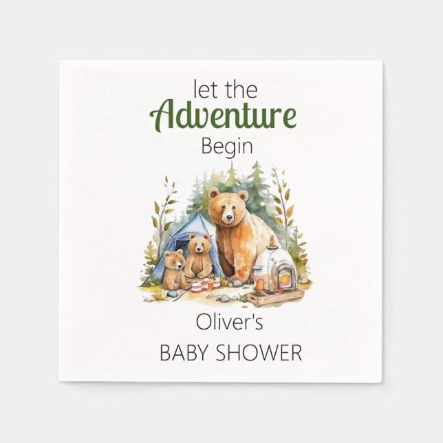 Serviette En Papier Aventure Commencer le Baby shower forestier (Devant)