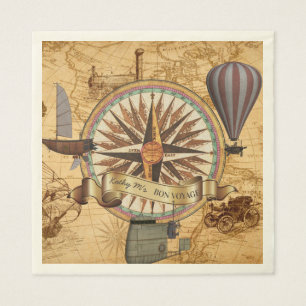 Serviette En Papier Aventure de boussole de carte d'antiquité de