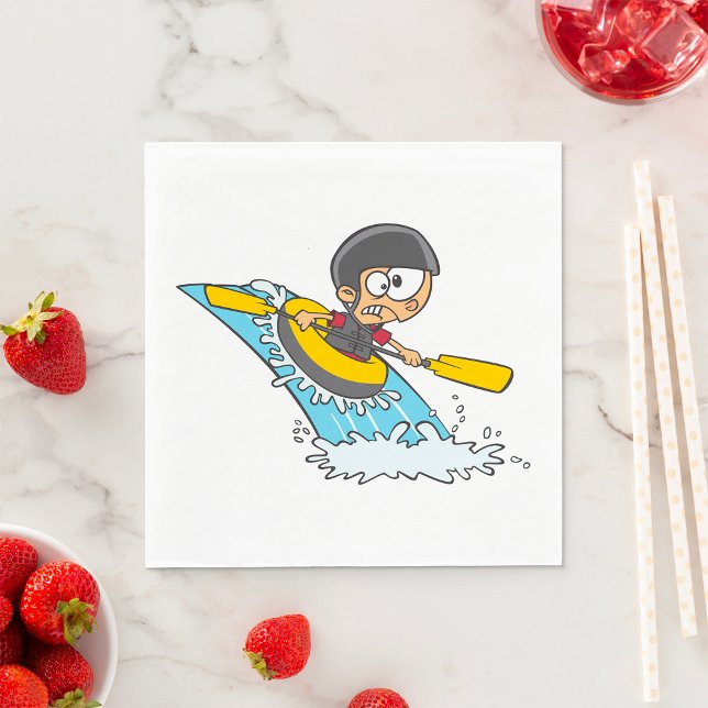 Serviette En Papier Aventure de rafting en eau vive avec Scared Boy (Créateur téléchargé)