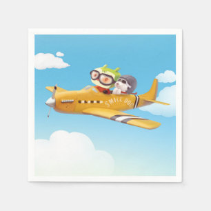 Serviette En Papier Aventure en vol avec chien