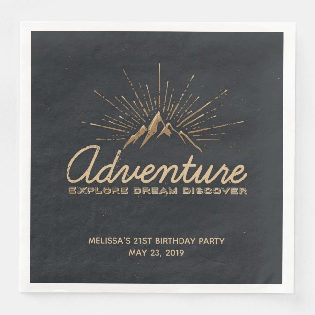 Serviette En Papier Aventure Explorez Dream Découvrez la typographie (Devant)