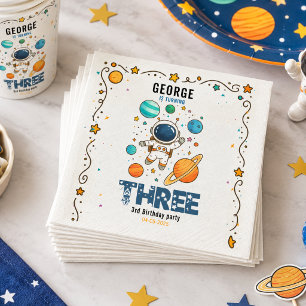 Serviette En Papier Aventure spatiale 3e anniversaire Fête dans l'es