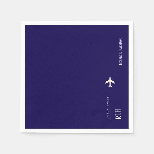Serviette En Papier Avion bleu foncé Personnalisé (Devant)