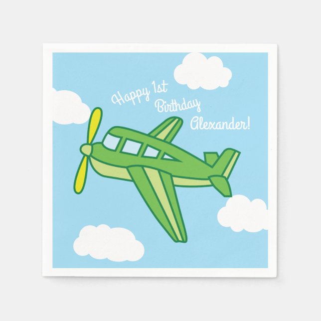 Serviette En Papier Avions et Jets mignons 1ère fête d'anniversaire (Devant)