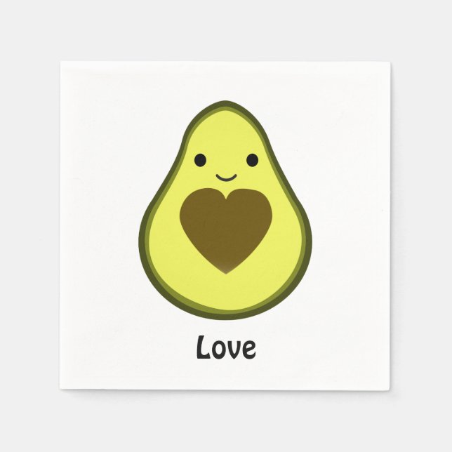 Serviette En Papier Avocado Love Cute Avocado avec coeur (Devant)