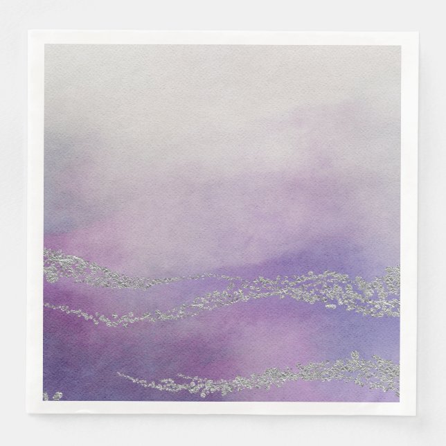 Serviette En Papier Awash Elegant Aquarelle dans Mariage violet orchid (Devant)