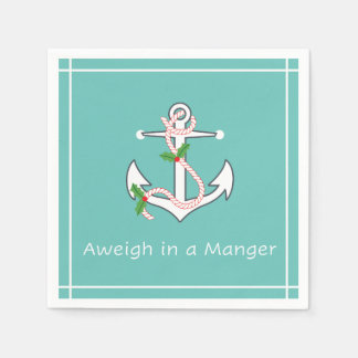 Serviette En Papier Aweigh in the Manger Nautical Holiday Napkin Seafo