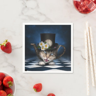 Serviette En Papier Awesome Mad Hatter Teapot Chat Conception Whimsica