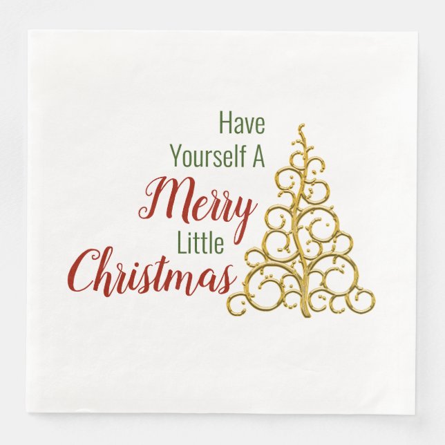 Serviette En Papier Ayez Une Joyeuse Petite Napkine De Noël (Devant)