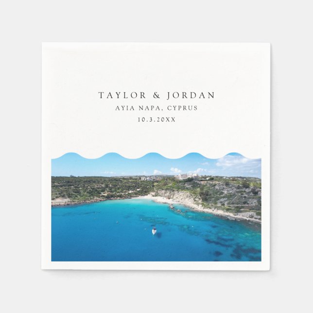 Serviette En Papier Ayia Napa Mariage Chypre Cocktail personnalisé Nap (Devant)