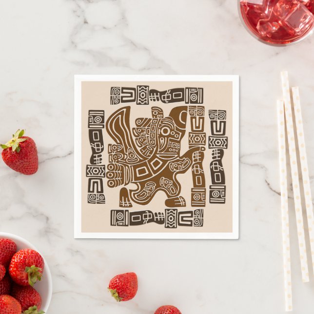 Serviette En Papier Aztec Eagle Guerrier Tribal Art antique (En situation)
