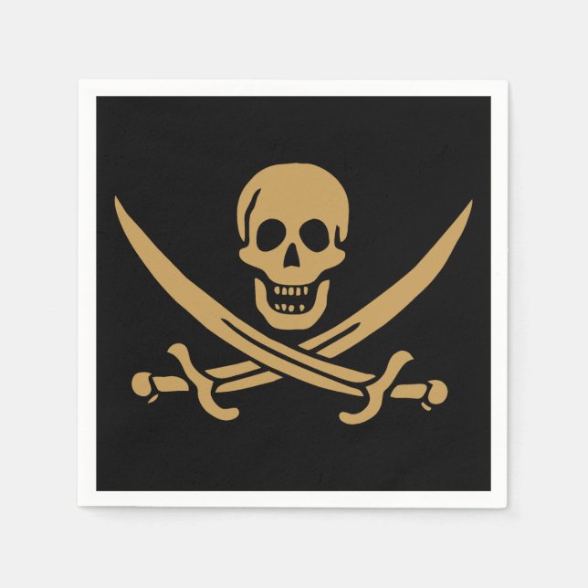 Serviette En Papier Aztec Gold Crâne et cutlass Pirate Calico Jack (Devant)