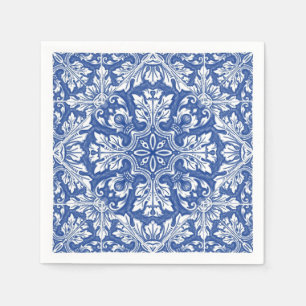 Serviette En Papier Azulejos bleus de Maiolica Capri en aquarelle
