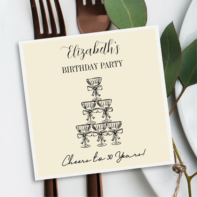 Serviette En Papier B&W moderne Cheers à 30 ans Anniversaire serviette (Créateur téléchargé)